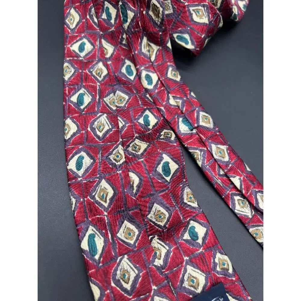 Vintage Lands' End Silk‎ Tie Geometric Abstract #433